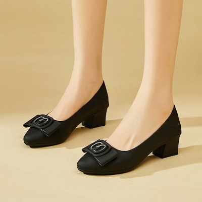 (W) (女性用) EXULL ESQ 4.3cm「シックで多用途なブロックヒール」73170032 73170032 Sizing (W) (女性用) EXULL ESQ 4.3cm「シックで多用途なブロックヒール」73170032 73170032