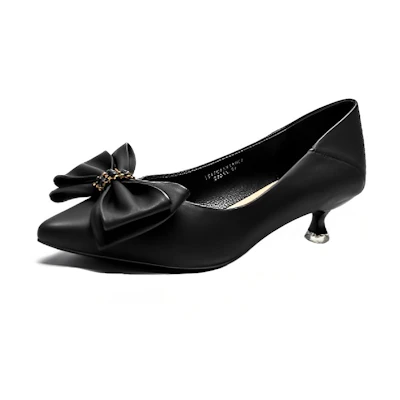(W) Exull EsQ 'Black Bow Tie Kitten Heel'