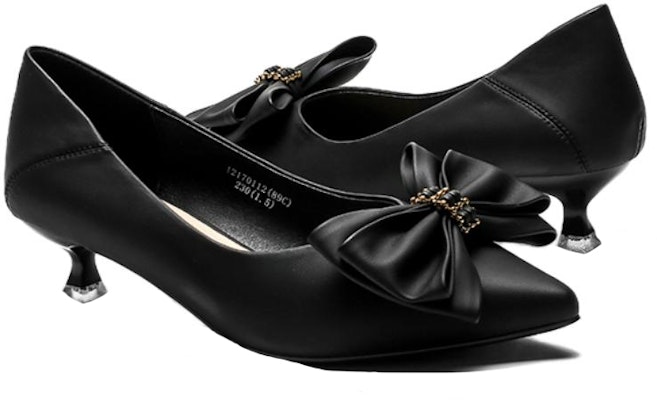 (Women) Exull EsQ 'Black Bow Tie Kitten Heel' 1217011260 Order (Women) Exull EsQ 'Black Bow Tie Kitten Heel' 1217011260