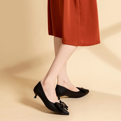 (Women) Exull EsQ 'Black Bow Tie Kitten Heel' 1217011260 Purchase (Women) Exull EsQ 'Black Bow Tie Kitten Heel' 1217011260