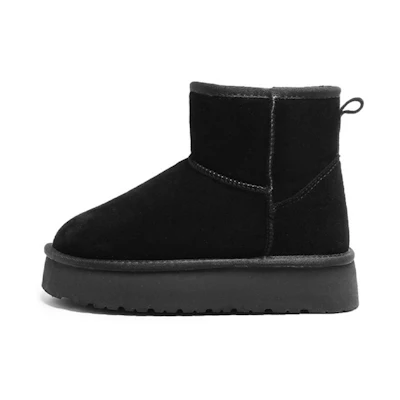 (W) Exull ESQ 'Black Faux Fur Platform Snow Boots'