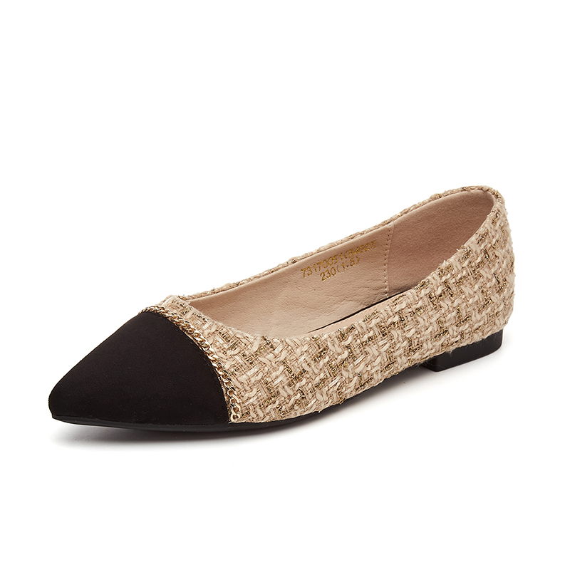 (Women) Exull ESQ Fabric Pointed Toe Low Cut Splice 'Apricot' 7317005181