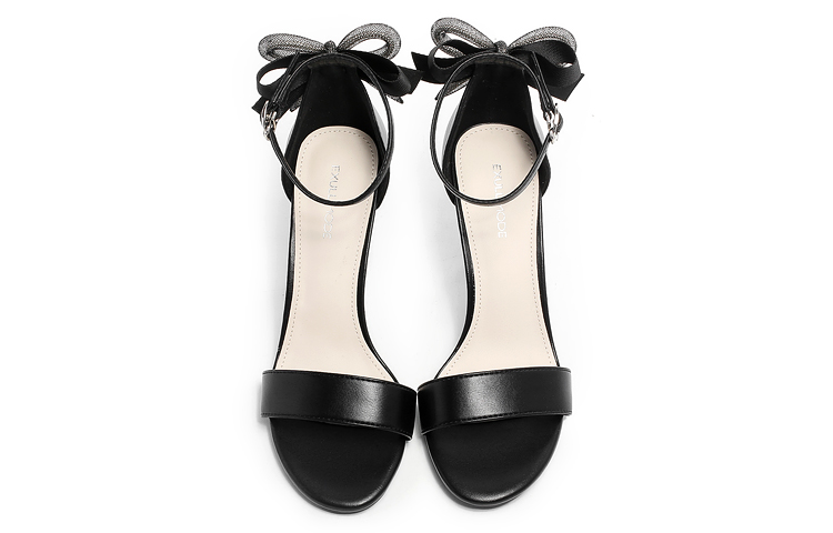 Shop (W) Exull ESQ 真皮细高跟鞋 8cm 黑色 法式露趾优雅 1316406160