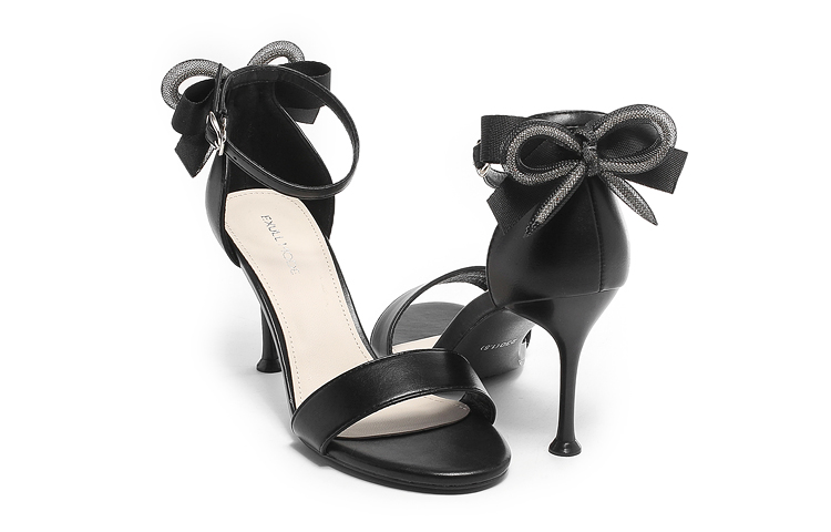 Purchase (W) Exull ESQ 真皮细高跟鞋 8cm 黑色 法式露趾优雅 1316406160