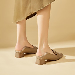 (W) Exull ESQ Loafer Mules 'Square Toe' Kasut Lelaki Tumit Rata Segi Empat 73171015 4