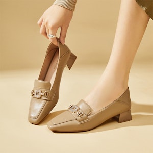 (W) Exull ESQ Loafer Mules 'Square Toe' Kasut Lelaki Tumit Rata Segi Empat 73171015 1