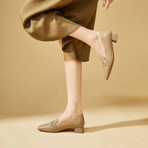 (W) Exull ESQ Loafer Mules 'Square Toe' Kasut Lelaki Tumit Rata Segi Empat 73171015 2