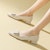 (W) Exull ESQ PU Tumit Tebal Hujung Runcing 'Beige Kasual' 1315002471