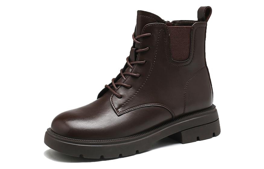 Order (W) Botas Cortas Retro Británicas Exull ESQ PU Suela Gruesa 'Café' 1218643091