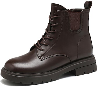 EXULL 依思Q PU 復古英倫舒適厚底 短筒 馬丁靴 4cm 女款 咖啡色 Order EXULL 依思Q PU 復古英倫舒適厚底 短筒 馬丁靴 4cm 女款 咖啡色