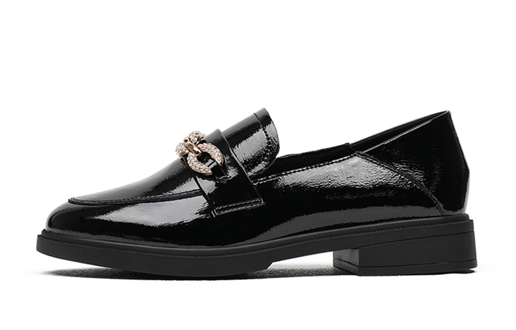 (Women) Exull ESQ PU Round Toe Casual Shoes 'Black Versatile Commuter' 82151018