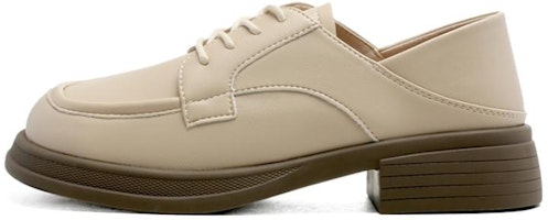 (Women) Exull ESQ PU Round Toe Platform Chunky Heel Loafer 'Beige' 1315103071 (Women) Exull ESQ PU Round Toe Platform Chunky Heel Loafer 'Beige' 1315103071