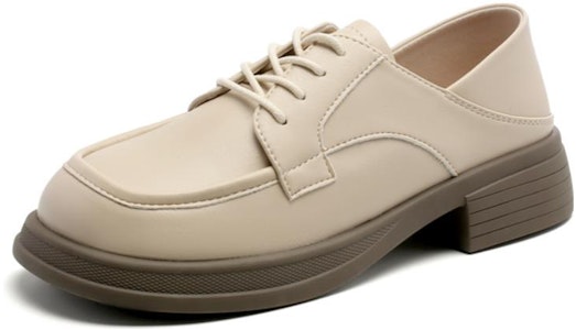 EXULL 依思Q PU 圓頭厚底粗跟 樂福鞋 女款 米白色 Order EXULL 依思Q PU 圓頭厚底粗跟 樂福鞋 女款 米白色