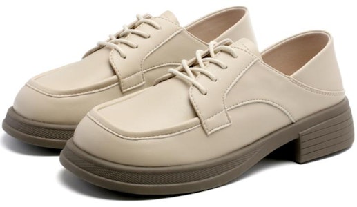 EXULL 依思Q PU 圓頭厚底粗跟 樂福鞋 女款 米白色 Lookbook EXULL 依思Q PU 圓頭厚底粗跟 樂福鞋 女款 米白色