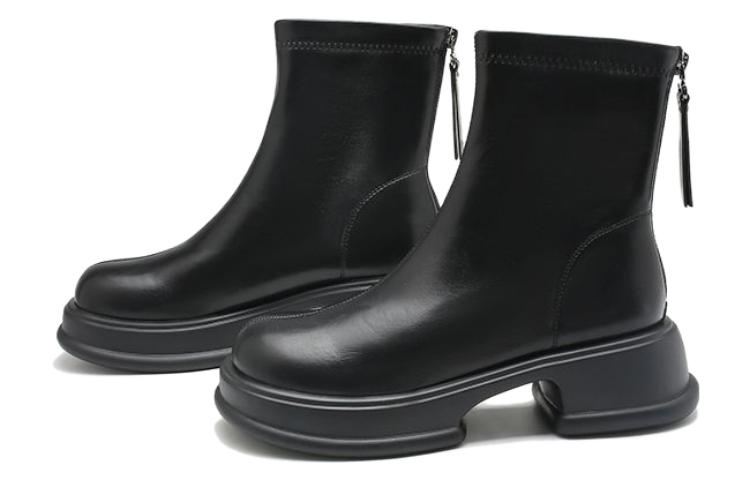 Order EXULL 依思Q PU 氣質百搭 短靴 5.5公分 女款 黑色