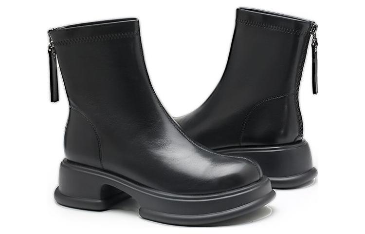 Lookbook EXULL 依思Q PU 氣質百搭 短靴 5.5公分 女款 黑色