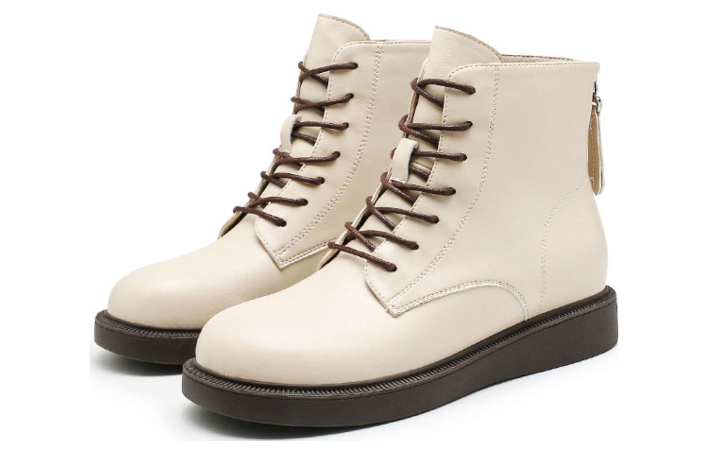 Order (W) Exull Sepatu Boots Martin Pendek Tali Depan 'Beige' 1218642571