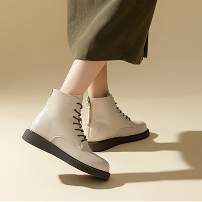 (W) Exull Sepatu Boots Martin Pendek Tali Depan 'Beige' 1218642571 Lookbook (W) Exull Sepatu Boots Martin Pendek Tali Depan 'Beige' 1218642571