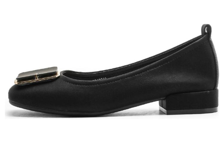 (W) Exull ESQ Synthetic Leather 'Simple CMFT Square Toe Casual Black'