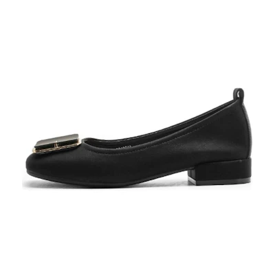 (W) Exull ESQ Synthetic Leather 'Simple CMFT Square Toe Casual Black'