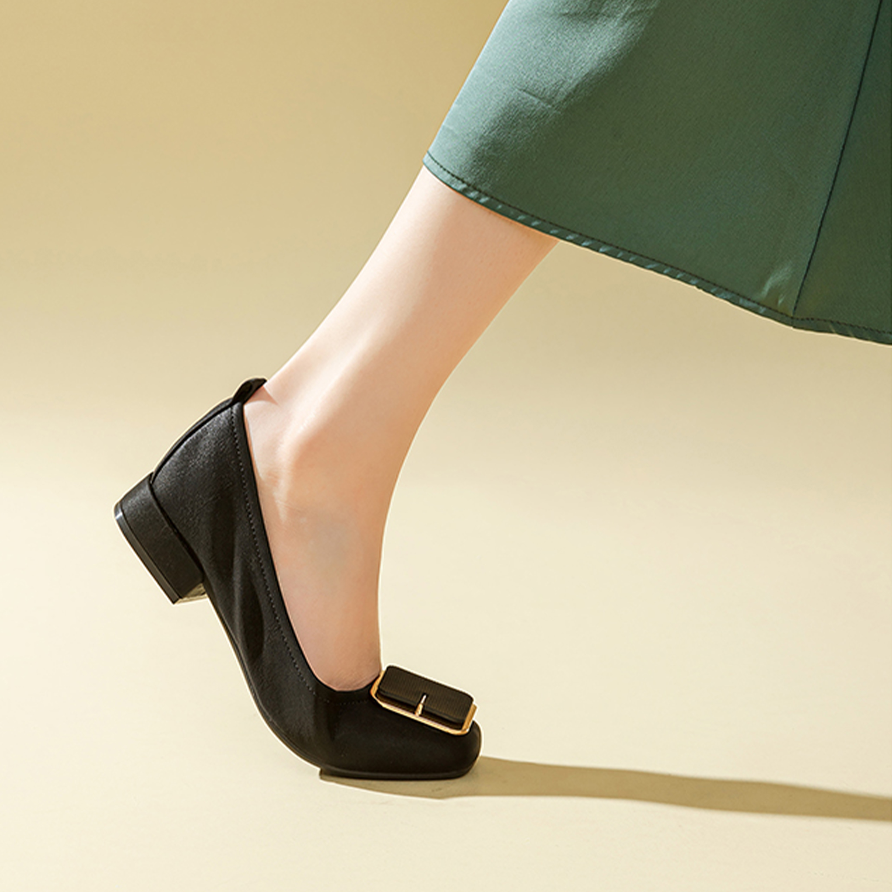 (W) Exull ESQ Synthetic Leather 'Simple CMFT Square Toe Casual Black' 圖 3