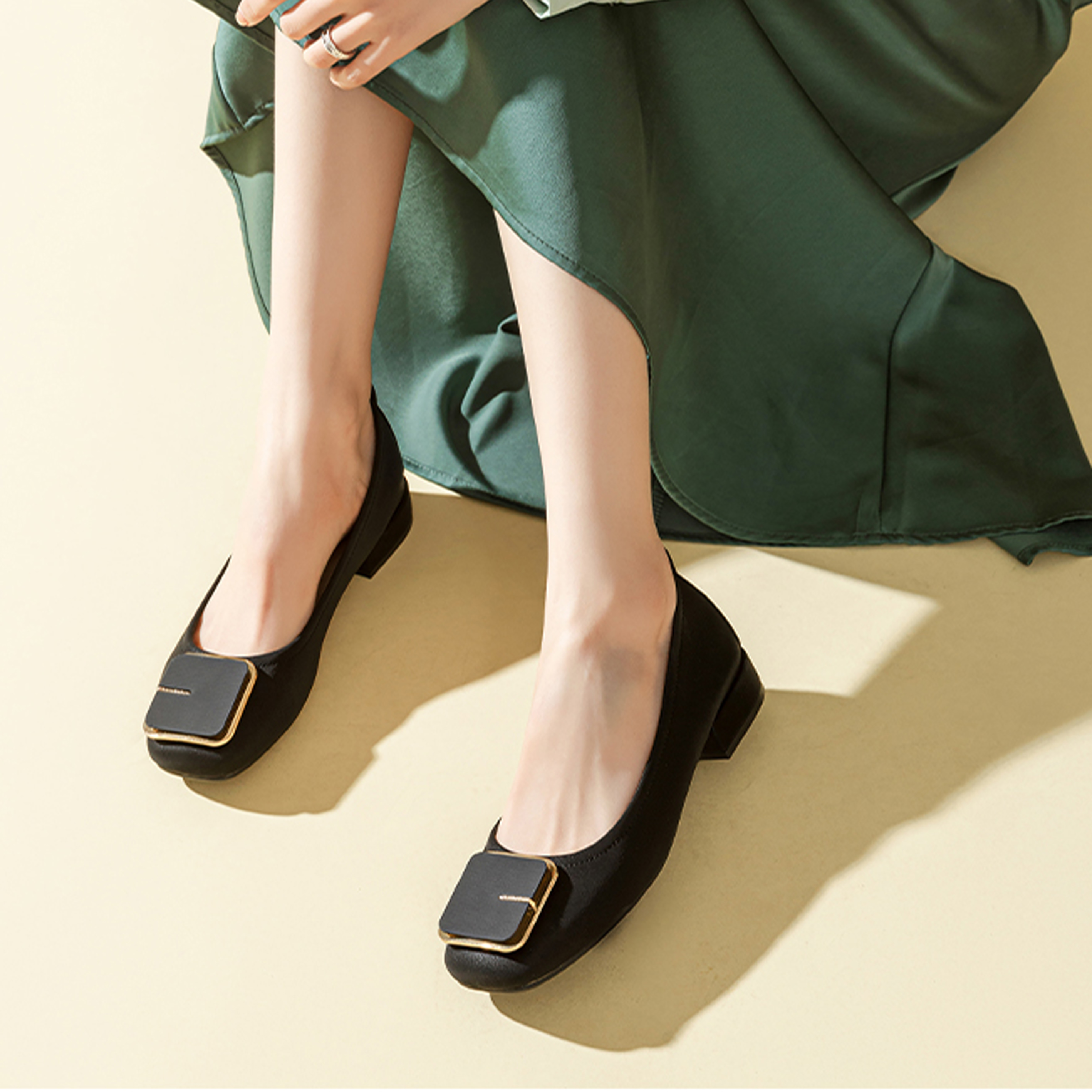 (W) Exull ESQ Synthetic Leather 'Simple CMFT Square Toe Casual Black' 圖 4