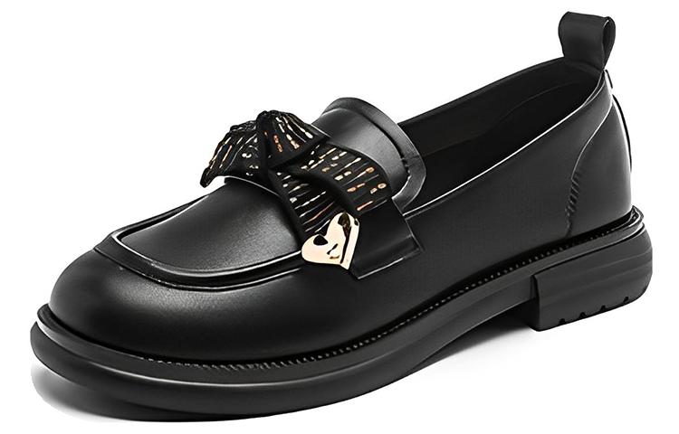 (Women) Exull ESQ Synthetic Leather Casual Flat 'British Style Black Platform' 1315103360