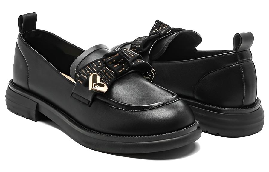 Order (W) Exull ESQ Sepatu Kulit Sintetis Kasual Flat 'Gaya Inggris Hitam Platform' 1315103360