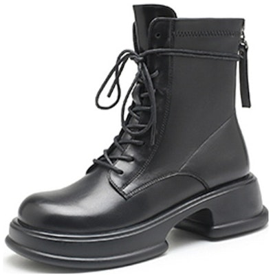 (Women) Exull EsQ Synthetic Leather Thick Sole Martens Boots with Back Zipper 'Warm Black' 7218602760 Buy (Women) Exull EsQ Synthetic Leather Thick Sole Martens Boots with Back Zipper 'Warm Black' 7218602760