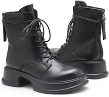 (W) (女性用) Exull EsQ 合成革厚底マーチンブーツ、バックジッパー付き「ウォームブラック」7218602760 7218602760 Order (W) (女性用) Exull EsQ 合成革厚底マーチンブーツ、バックジッパー付き「ウォームブラック」7218602760 7218602760