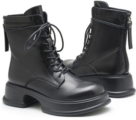 (Women) Exull EsQ Synthetic Leather Thick Sole Martens Boots with Back Zipper 'Warm Black' 7218602760 Order (Women) Exull EsQ Synthetic Leather Thick Sole Martens Boots with Back Zipper 'Warm Black' 7218602760