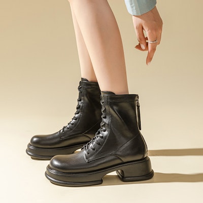 (Women) Exull EsQ Synthetic Leather Thick Sole Martens Boots with Back Zipper 'Warm Black' 7218602760 Shop (Women) Exull EsQ Synthetic Leather Thick Sole Martens Boots with Back Zipper 'Warm Black' 7218602760