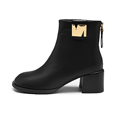 (W) Exull Esquire Ankle Boot 6cm 'British Style Black Chunky Heel'