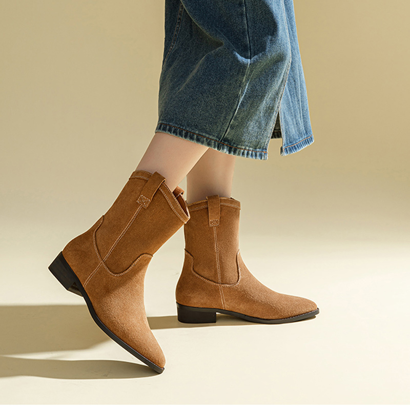 Shop (W) 엑설 에스콰이어 카멜 스웨이드 앵클부츠 7218612696