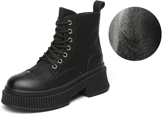 (W) Exull绅士厚底羊羔毛短靴英伦风马丁靴 8318604760 3