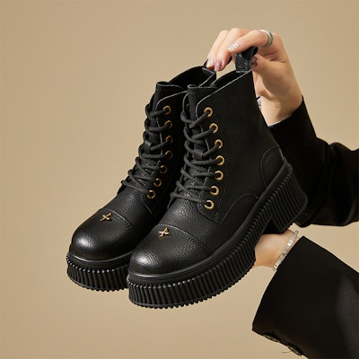 (W) Exull绅士厚底羊羔毛短靴英伦风马丁靴 8318604760 5