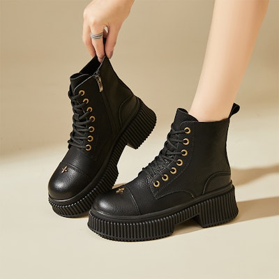 (W) Exull绅士厚底羊羔毛短靴英伦风马丁靴 8318604760 6