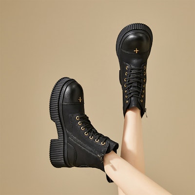 (W) Exull绅士厚底羊羔毛短靴英伦风马丁靴 8318604760 8