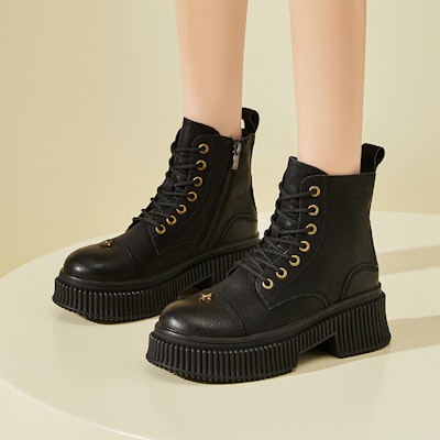 (W) Exull绅士厚底羊羔毛短靴英伦风马丁靴 8318604760 10