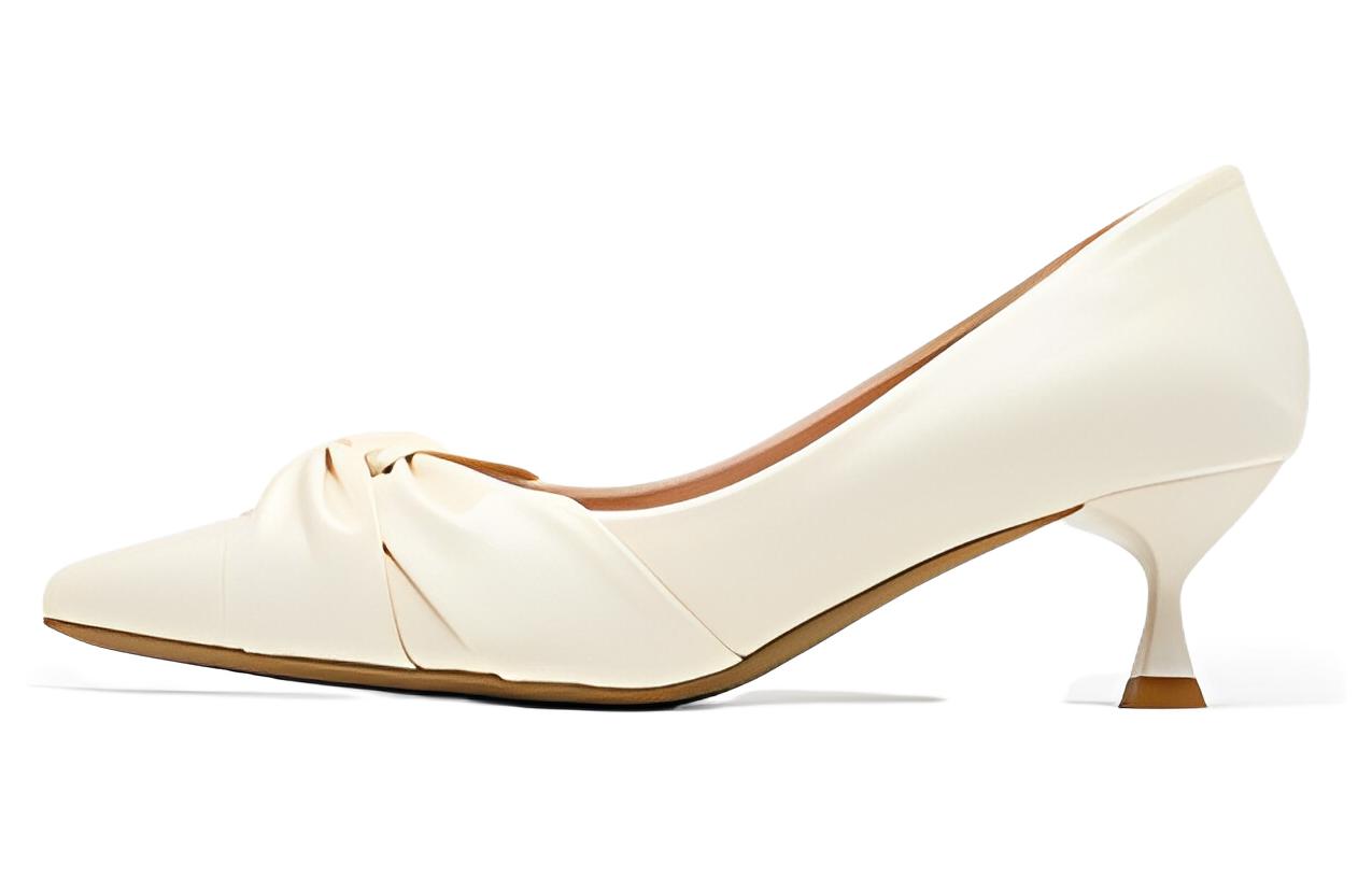 (Women) Exull Esquire Synthetic Leather Slip-On Heels 5cm 'Beige' 'French Temperament Pointed Toe' 7315000571