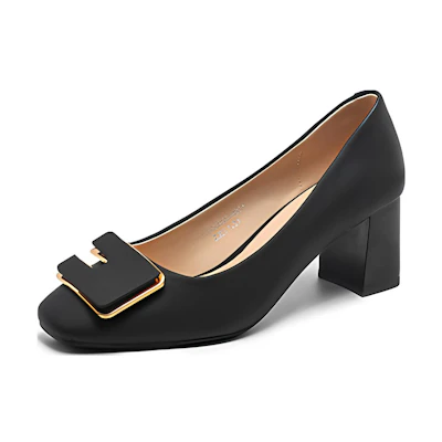 (W) EXULL Esse Q 'Black Quilted Square Toe High Heels'