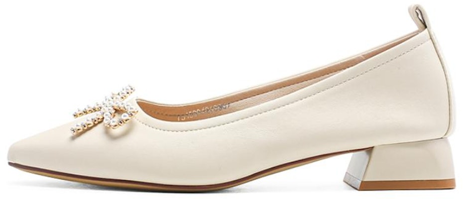 (W) Exull Esse Q PU 'Sepatu Putih Hak Tebal Runcing dengan Dasi Pita' 7315001270 Buy (W) Exull Esse Q PU 'Sepatu Putih Hak Tebal Runcing dengan Dasi Pita' 7315001270