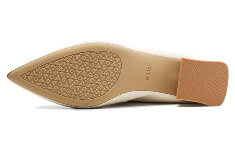 Shop (W) Exull Esse Q PU 'Sepatu Putih Hak Tebal Runcing dengan Dasi Pita' 7315001270