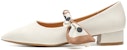 (W) EXULL Essence Tumit Tinggi Chunky 3cm 'Beige Putih' 'Hujung Runcing Mutiara Elegan' 7217005571