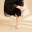 Cheap (W) EXULL Essence Tumit Tinggi Chunky 3cm 'Beige Putih' 'Hujung Runcing Mutiara Elegan' 7217005571