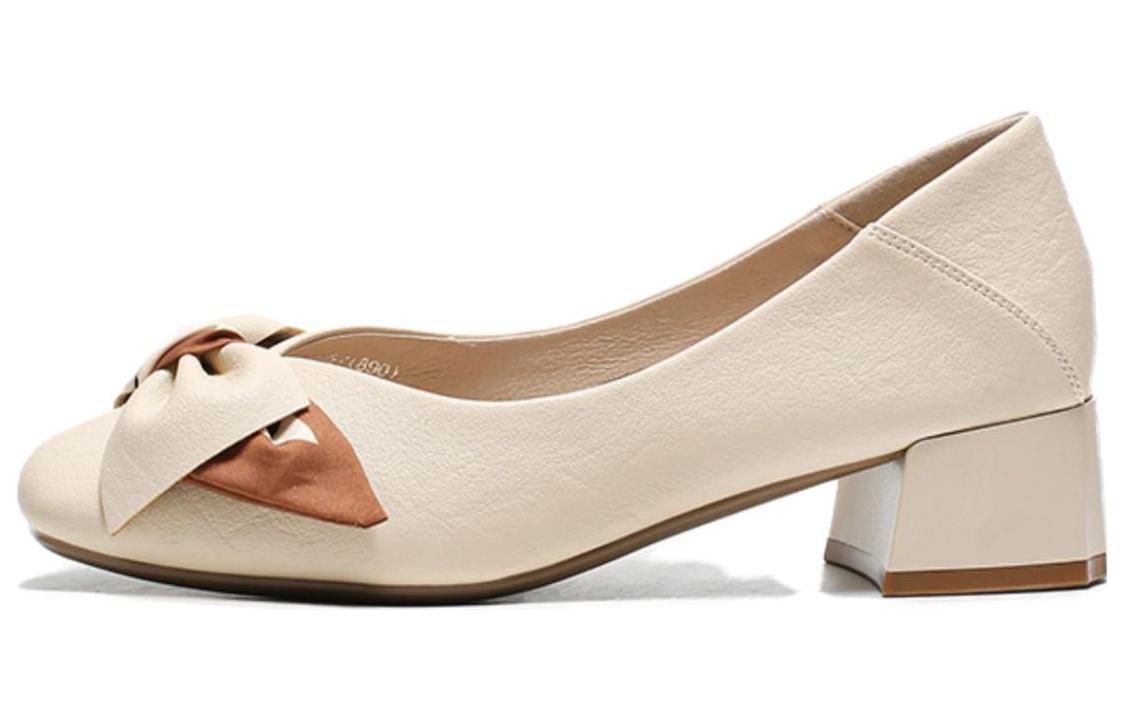 (Women) Exull Essie Q 'Beige Chunky Heel' 1315002771