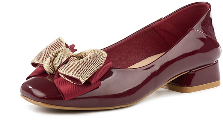 (Women) EXULL Essie Q 'Burgundy Bow Square Toe Block Heel' 1215002319 Order (Women) EXULL Essie Q 'Burgundy Bow Square Toe Block Heel' 1215002319