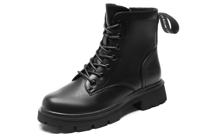 (Women) Exull ESSQ 'Black Leather Lace-Up Ankle Martin Boots' 1218600160