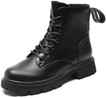 (Women) Exull ESSQ 'Black Leather Lace-Up Ankle Martin Boots' 1218600160 (Women) Exull ESSQ 'Black Leather Lace-Up Ankle Martin Boots' 1218600160