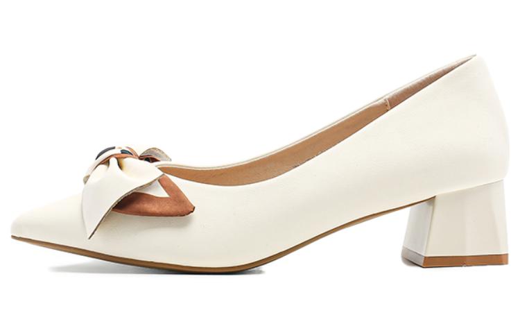 (Women) Exull Essq 'White Bow Commute Chunky Heel' 7315002270